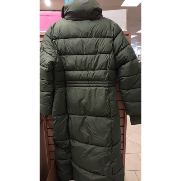 All in Motion Women’s Long Puffer Jacket w/ tuck away hoodie- olive gray - Picture 6 of 9